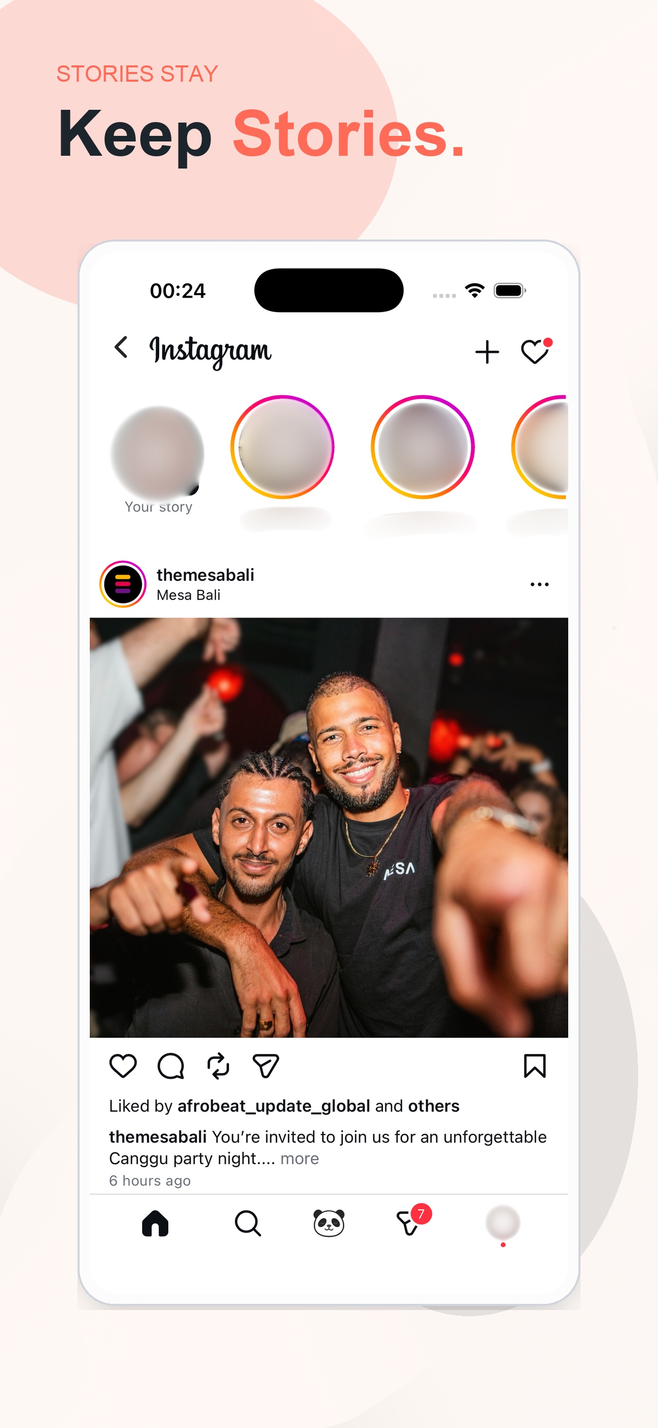 Zen Social screenshot showing stories still available
